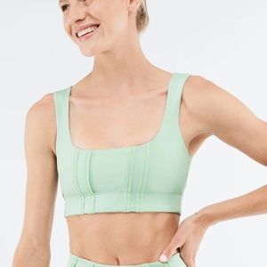 Fabletics Midi Medium Impact Aloe Green Sports Bra